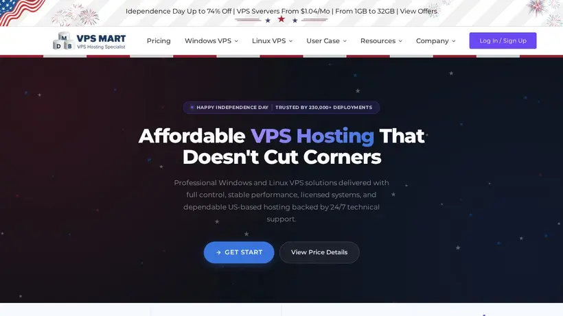 VPS-Mart homepage screenshot
