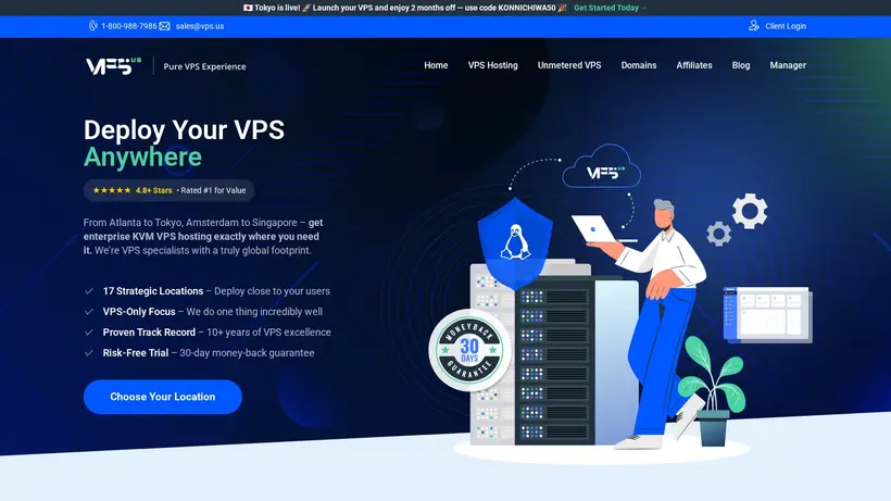 VPS.us homepage screenshot