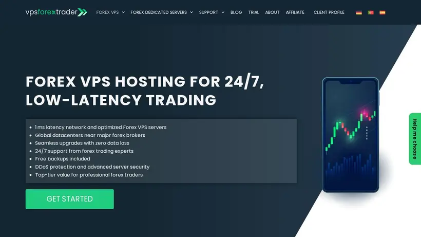 VPS Forex Trader homepage screenshot