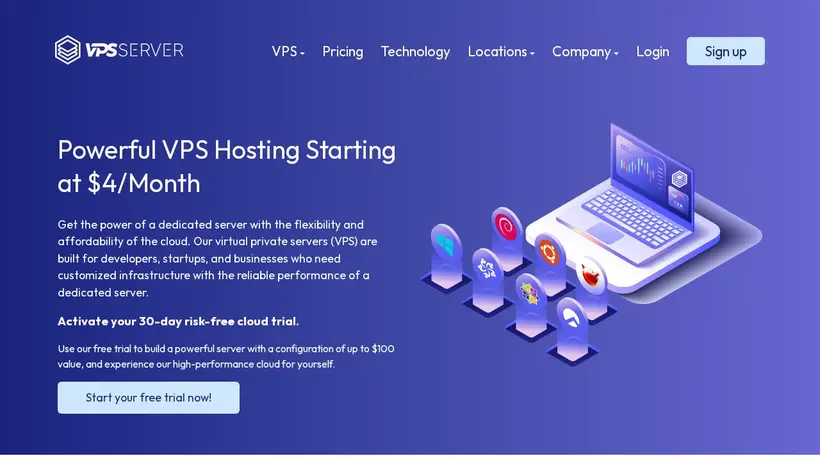 VPSServer homepage screenshot