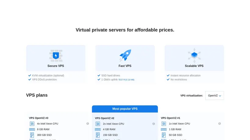 VPS Slim homepage screenshot