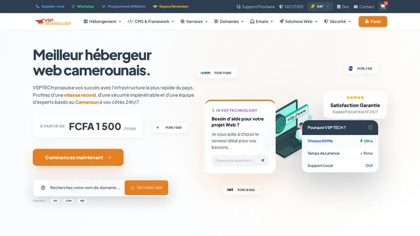VSP Tech Host homepage screenshot