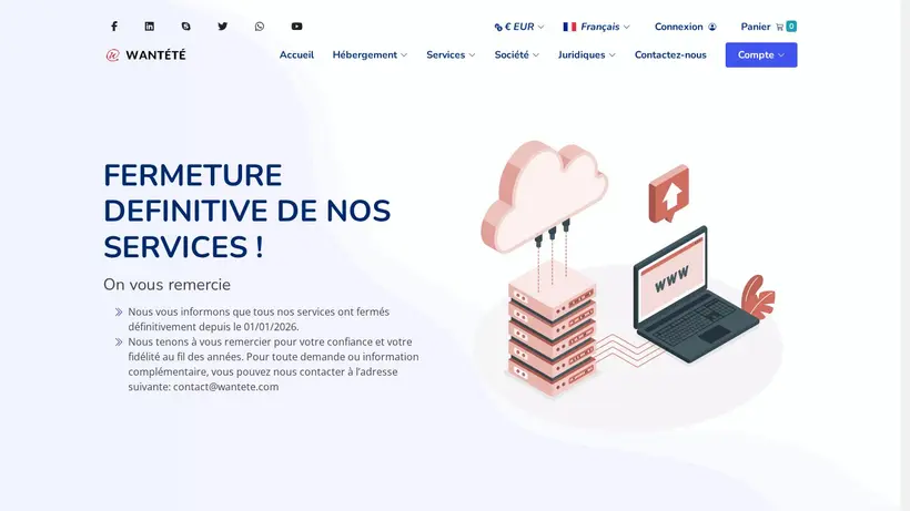 Wantete homepage screenshot