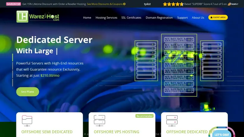 Warez Host homepage screenshot