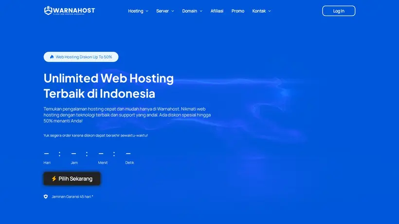 Warna Host homepage screenshot