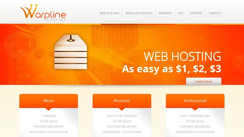 WarpLine homepage screenshot