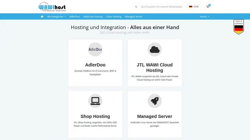 Wawi Host homepage screenshot