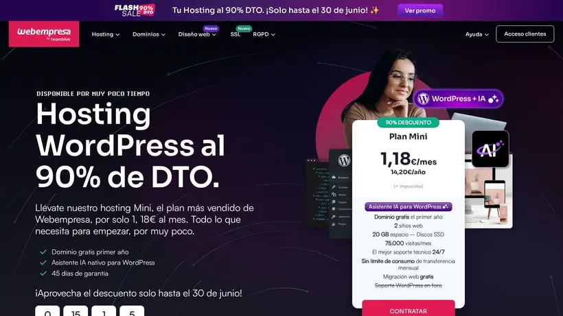 Webempresa homepage screenshot