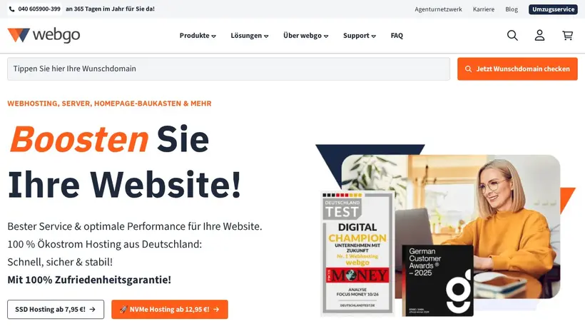 Webgo.de homepage screenshot
