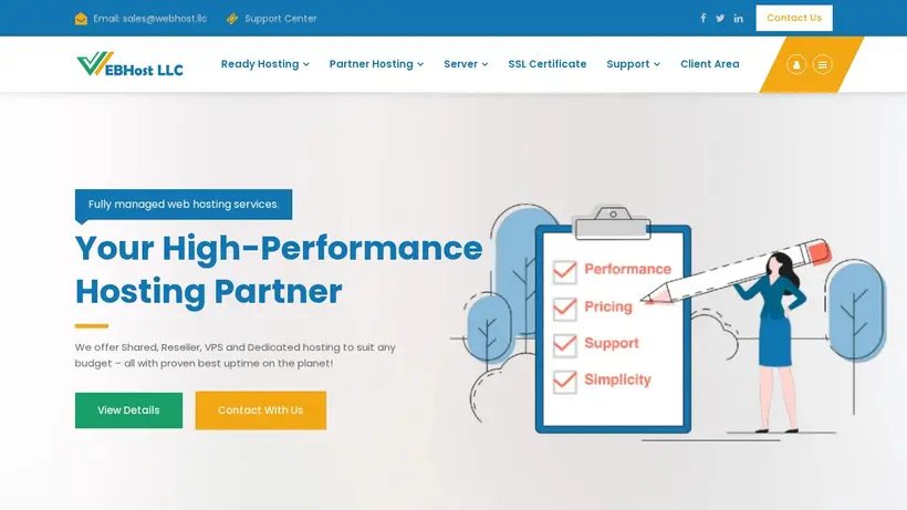 Web Host LLC homepage screenshot