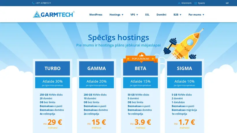 Web Host LV homepage screenshot