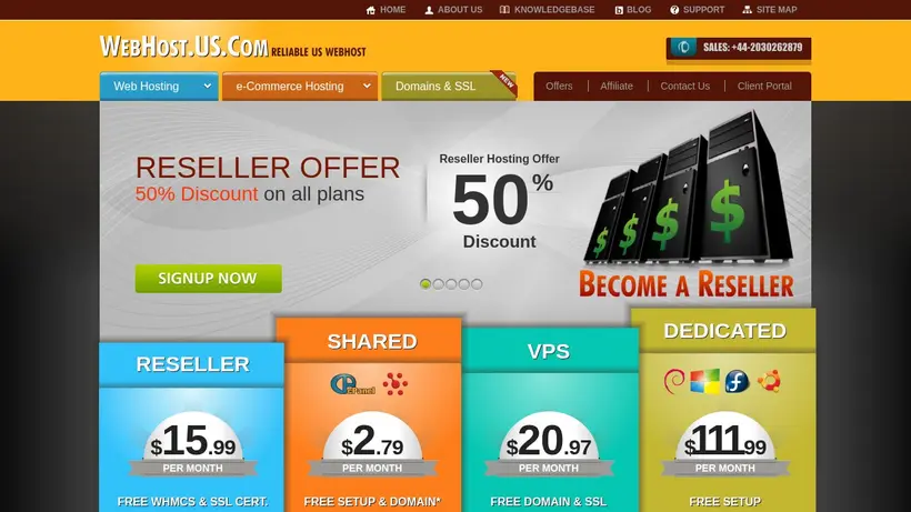 Web Host US homepage screenshot