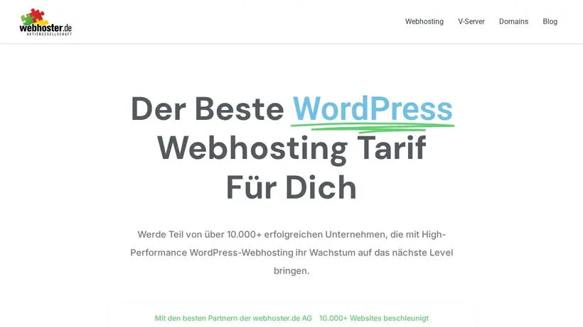 Webhoster.de homepage screenshot