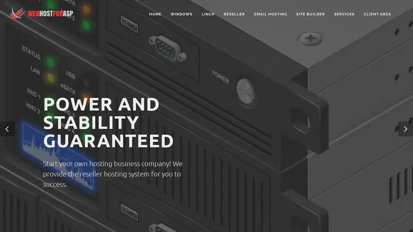 Web Host for ASP.NET homepage screenshot