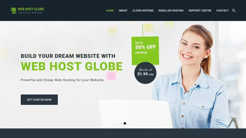 WebHostGlobe homepage screenshot