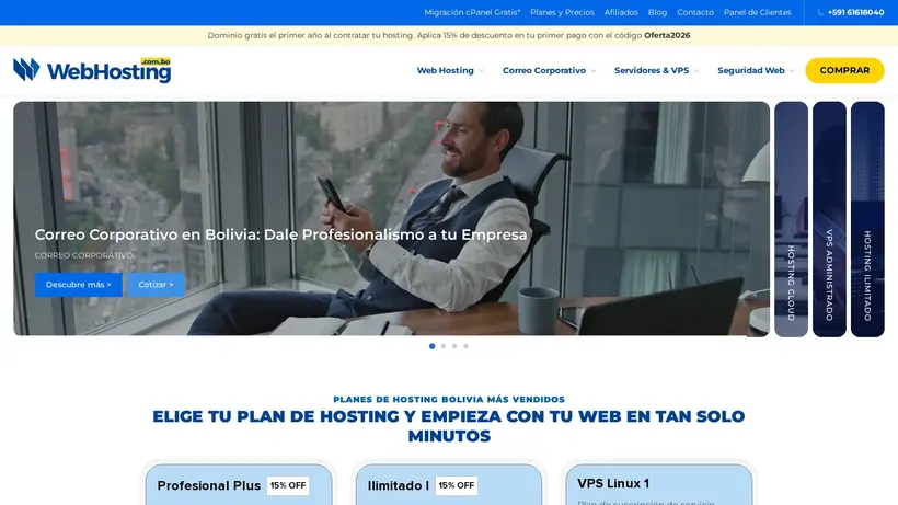 Web Hosting Bolivia homepage screenshot