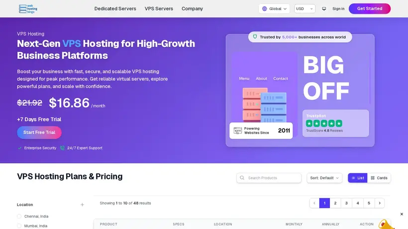 Web Hosting Bingo homepage screenshot