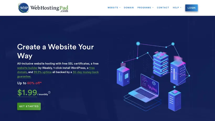 Web Hosting Pad homepage screenshot