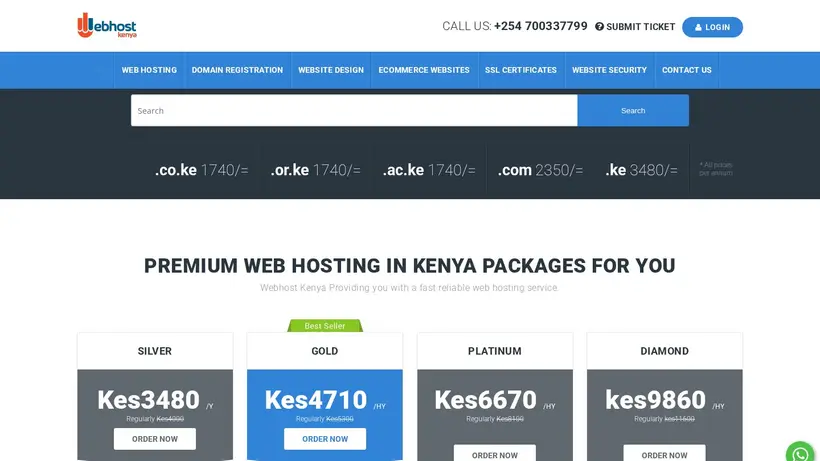 Webhost Kenya homepage screenshot