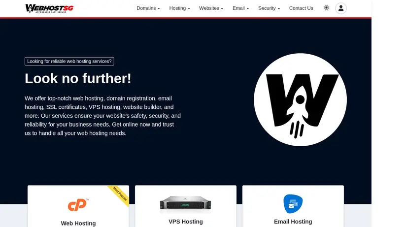 WebHostSG homepage screenshot
