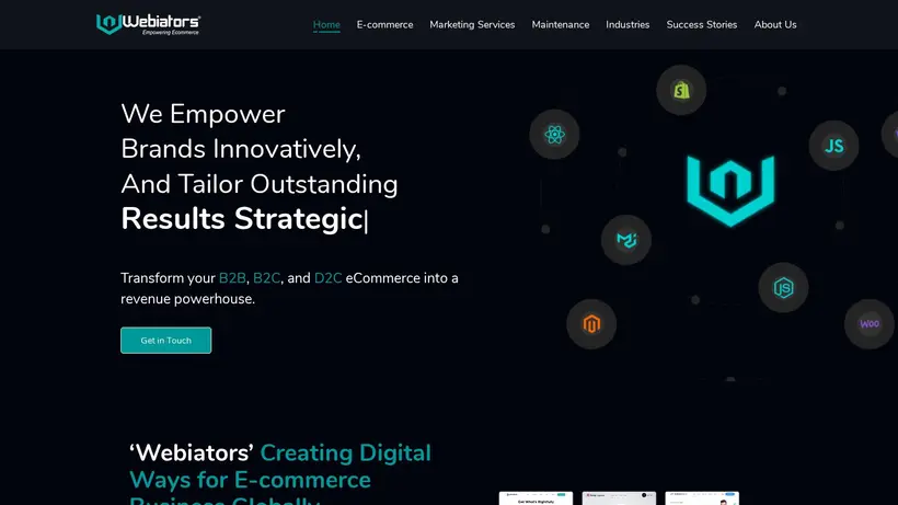 Webiators homepage screenshot