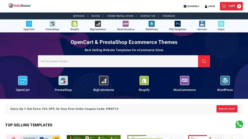 Webibazaar homepage screenshot