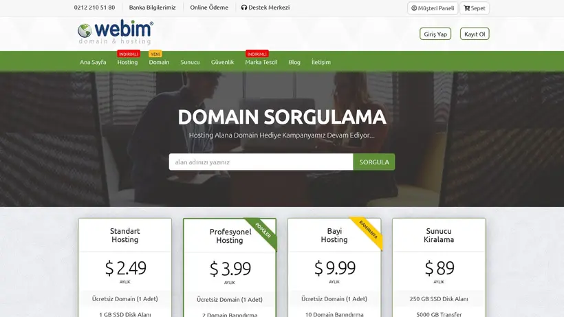 Webim Hosting homepage screenshot