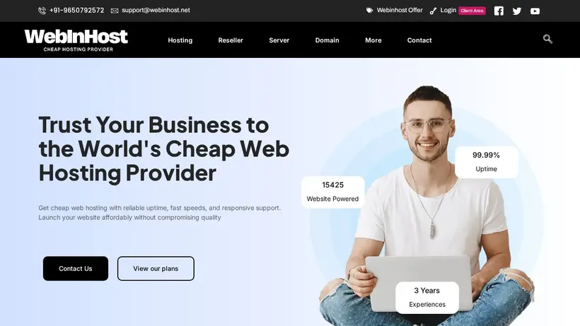 Webin Host homepage screenshot