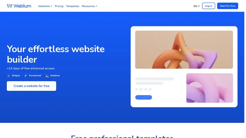 Weblium homepage screenshot
