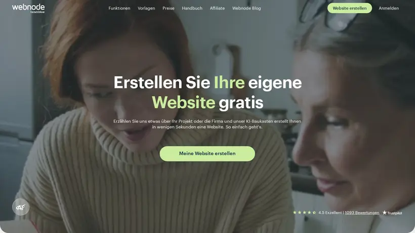 WebNode De homepage screenshot