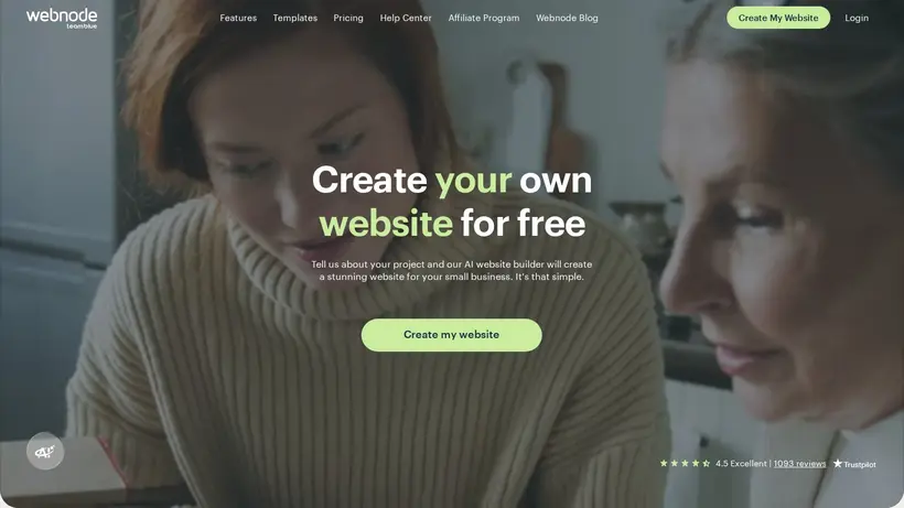 WebNode.in homepage screenshot