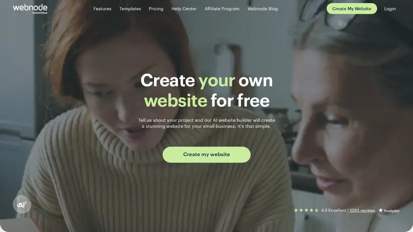 WebNode Us homepage screenshot