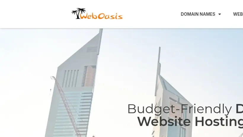 WebOasis homepage screenshot