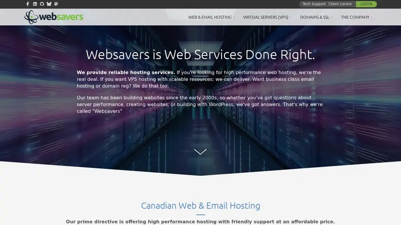 Websavers homepage screenshot