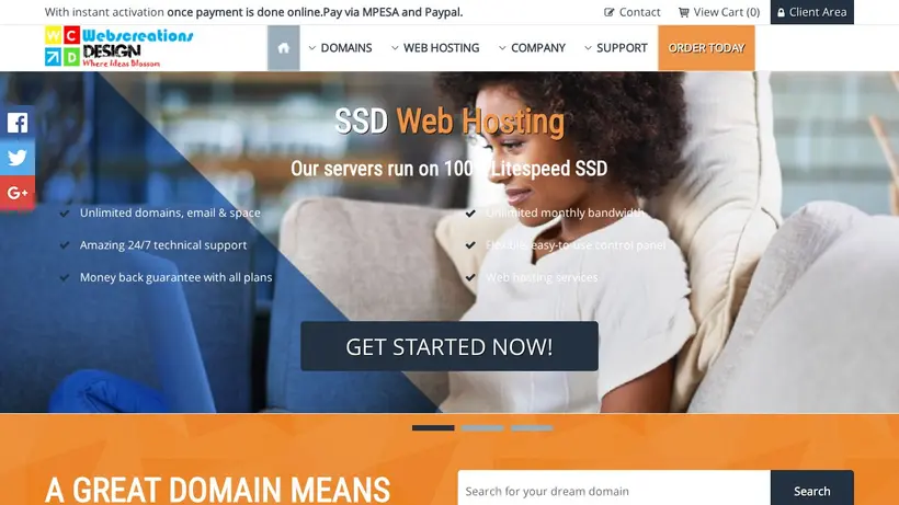 Webscreations Design Group homepage screenshot