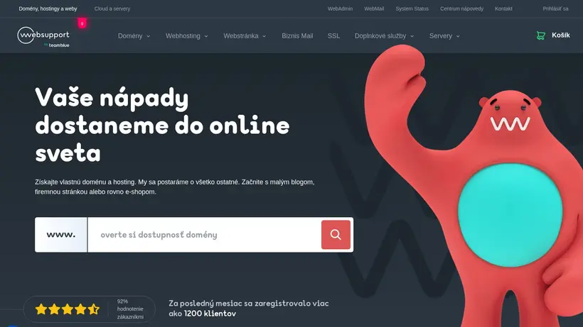 WebSupport homepage screenshot