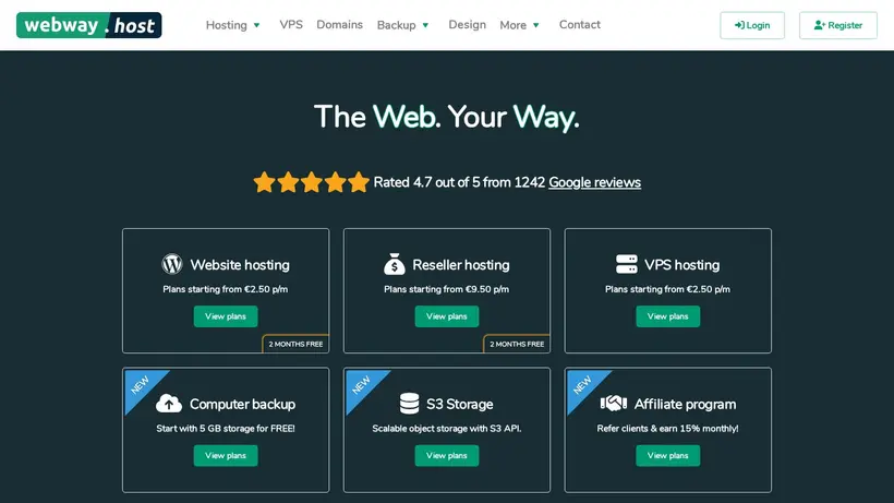 Webway.host homepage screenshot