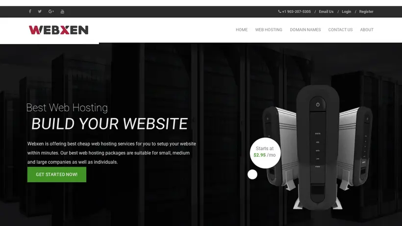 Webxen homepage screenshot