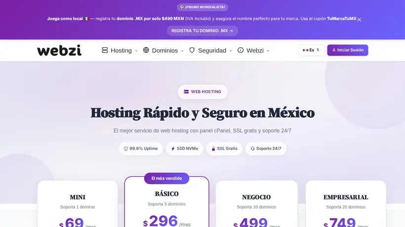 Webzi.mx homepage screenshot