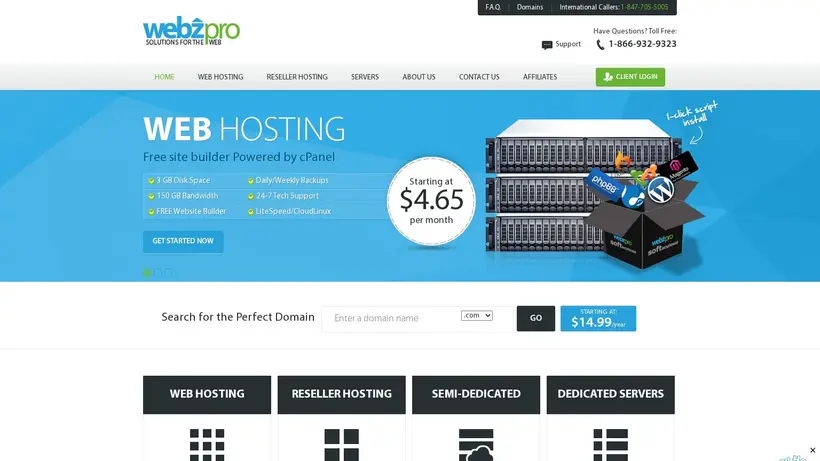 Webz Pro homepage screenshot
