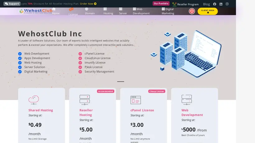 We Host Club homepage screenshot
