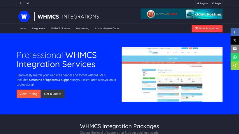 WHMC Sintegrations homepage screenshot