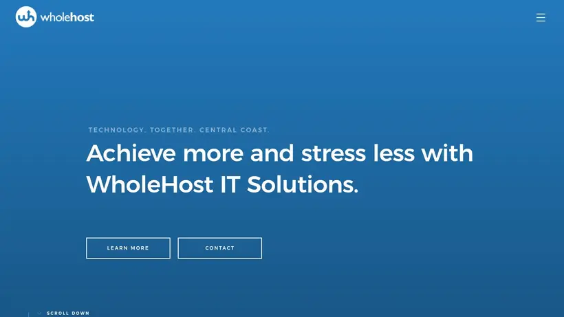 Whole Host homepage screenshot