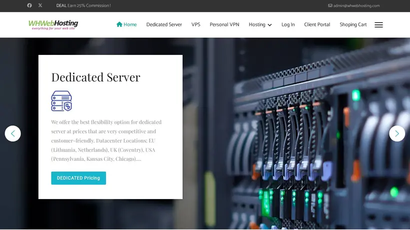 WH Web Hosting homepage screenshot