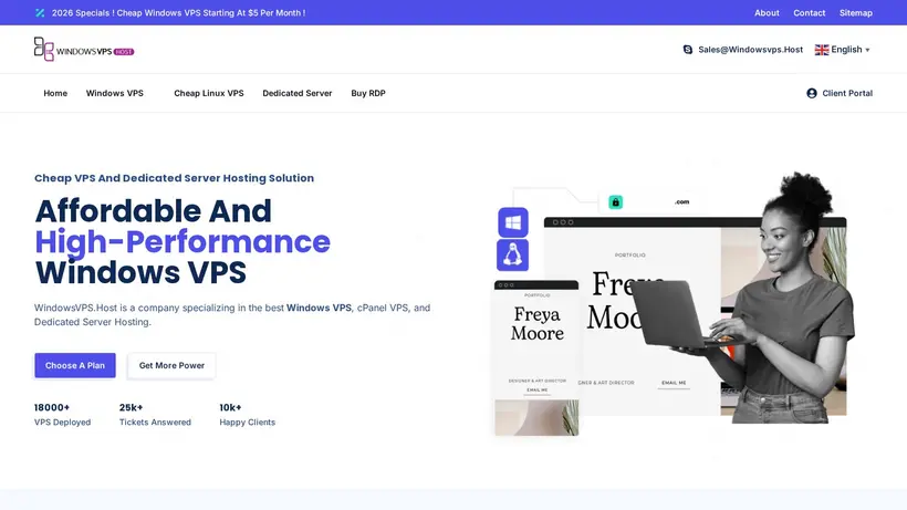 Windows VPS Host homepage screenshot