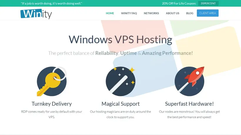 Winity homepage screenshot