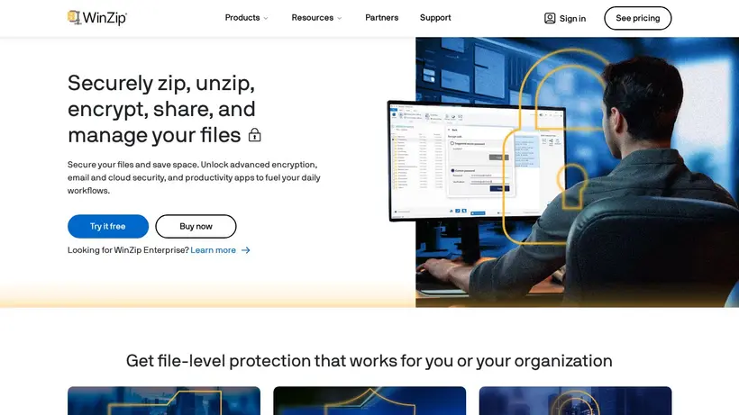 WinZip homepage screenshot