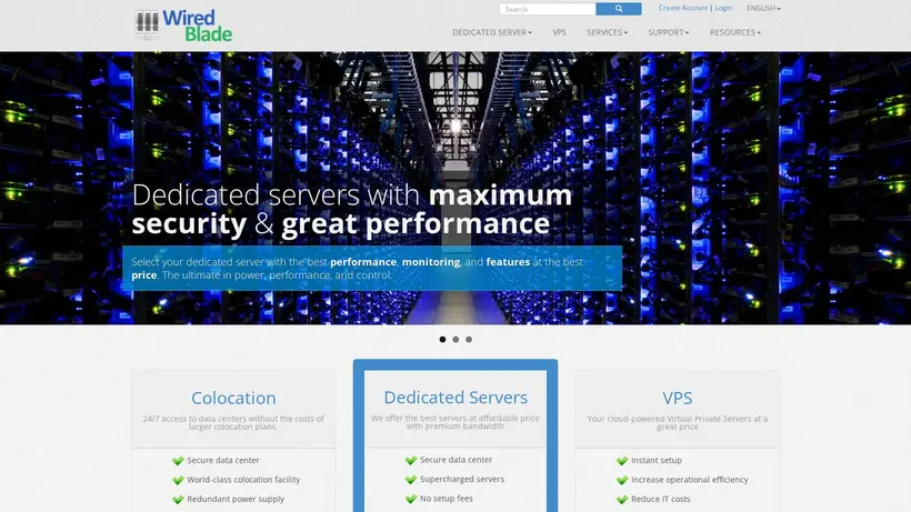 WiredBlade homepage screenshot