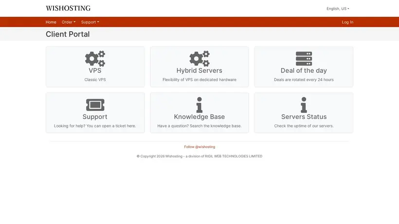 WisHosting homepage screenshot