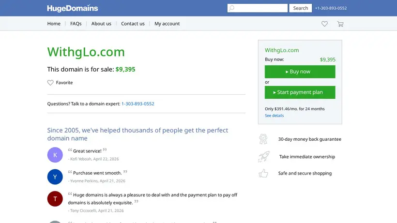 With Glo homepage screenshot
